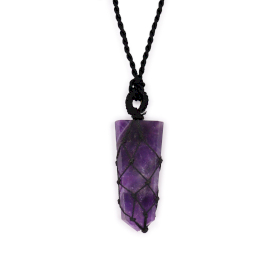 Geschnürter Edelstein-Anhänger mit flacher Spitze – Amethyst