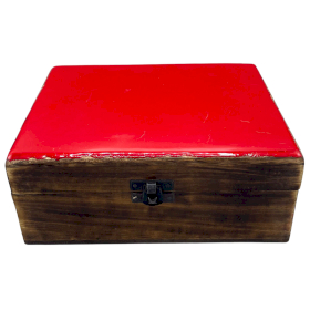 Große Holzkiste mit Keramikglasur - 20x15x7.5cm - Rot