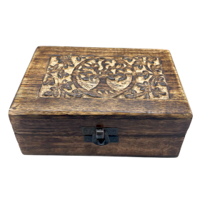 Mittelgroße Aufbewahrungsbox aus Holz, 15 x 10 x 6 cm – Baum des Lebens