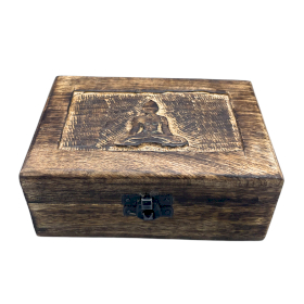 Mittelgroße Aufbewahrungsbox aus Holz, 15 x 10 x 6 cm – Buddha