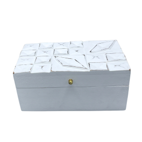 Vintage Deco – Mehrzweckbox – 22 x 12 x 10 cm – weiße Diamanten