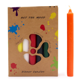 Einfarbiges Tafelkerzen-Set – 21 Stück – Mischung aus 7 Farben
