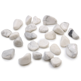 24x Kleine afrikanische Trommelsteine – Weißer Howlith – Magnesit