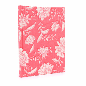 Baumwollgebundene Notizbücher, 20 x 15 cm, 96 Seiten, rosa Blumenmuster