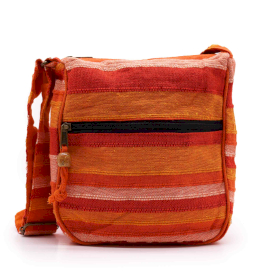 Große Nepal-Schultertasche (verstellbarer Riemen) – Sonnenaufgangsorange