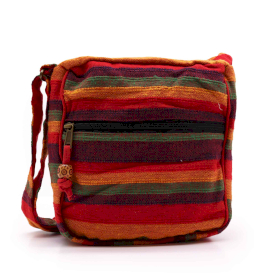 Große Nepal-Schultertasche (verstellbarer Riemen) – Sunset Reds