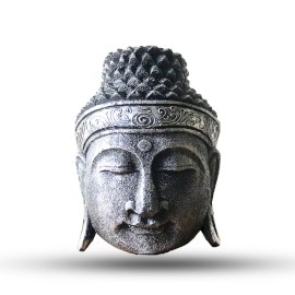 Home Decor Buddha-Kopf  - 25cm - glänzendes Silber-Finish