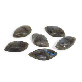 6x Labradorit-Blattsteine ​​aus Madagaskar (ca. 15–20 g, 40–50 mm)