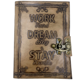 Ledertagebuch - Normales Papier - Work & Dream Big (12.5cmX17.5cm) - Hellbraun