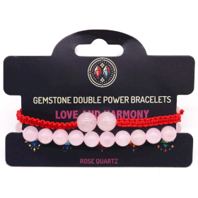 3x Edelstein-Doppelkraft-Armbänder - Rosenquarz