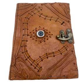 Hellbraunes Buch – Dekor „Böser Blick“ – 160 Seiten mit Büttenrand – 20 x 15 cm