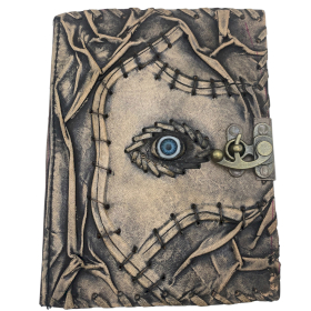 Braunes, hellbraunes Buch – Dekor „Böser Blick“ – 160 Seiten mit Büttenrand – 20 x 15 cm