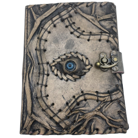 Braunes, hellbraunes Buch – Dekor „Böser Blick“ – 200 Seiten – 17,5 x 13 x 3 cm