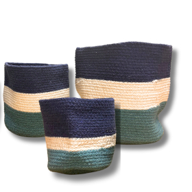 Set mit 3 Jutekörben – Auge des Schutzes – 15 cm / 20 cm / 25 cm