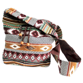 Jacquard-Umhängetasche (groß) braun