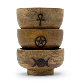 3x Kleine Ritualschale, Räucherkegelhalter 11 x 6 cm – (verschiedene Fünfecke usw.)