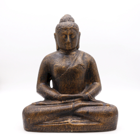 Mittelgroße betende Buddha-Statue in Antikgold, 1,2 m hoch