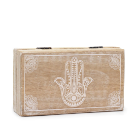 Mittlere quadratische Box 17 x 10 x 4,2 cm – Hamsa Whitewash
