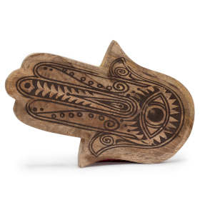 Langes Tablett 30x20,5x2,5cm - Hamsa Schwarz eingraviert