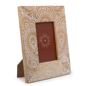 Med Mangoholz-Bilderrahmen (für 10 x 15 cm), 26 x 20 x 2 cm – Buddha – Weiß