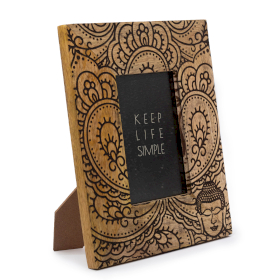 Med Mangoholz-Bilderrahmen (für 10 x 15 cm), 26 x 20 x 2 cm – Buddha – Schwarz