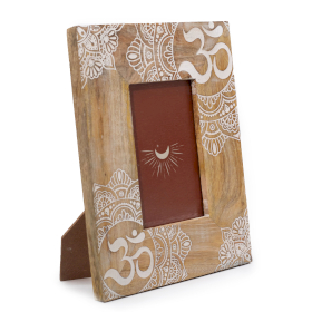 Med Mangoholz-Bilderrahmen (für 10 x 15 cm), 26 x 20 x 2 cm – Mandala – Weiß