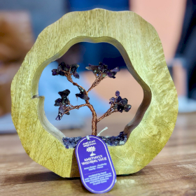 Edelstein-Baumgarten – Mangoholz-Ring – Amethyst – 60 Chipstones