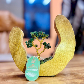 Edelstein-Baumgarten – offener Ring aus Mangoholz – grüner Aventurin – 60 Splitter