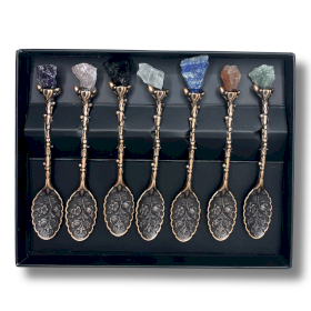 Set mit 7 Hexenlöffeln aus bronzefarbenem Edelsteinkristall