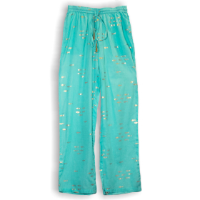 Loungehose – Türkis- und Goldfisch-Design M-L
