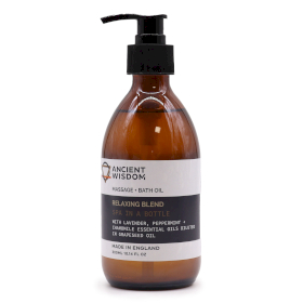 4x Aromatherapie-Massage- und Badeöl – Entspannend, 300 ml