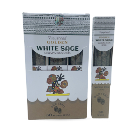 12x 30 g Goldene Weiße Salbei-Räucherstäbchen aus Harz (6 Stück)