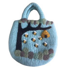 Filztasche mit Baum- und Bienenstockmotiv – 35 x 27 cm