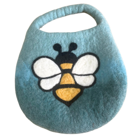 Wassergefilzte Bienentasche - Ein Griff mit Magnet - Blau Grün
