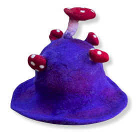 Filzhut mit Pilzmotiv - Sehr violett
