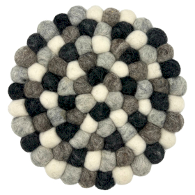 Rundes Tischset mit Filzkugeln, 20 cm, mehrfarbig, Grau