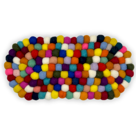 Ovale Mittelmatte mit Filzkugeln, 38 x 18 cm, mehrfarbig