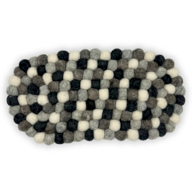 Ovale Filzkugel-Mittelmatte – 38 x 18 cm, mehrfarbig, Grau