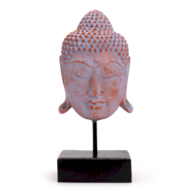 Großer Serenity-Buddha-Kopf auf Ständer - Blaues Kupfer