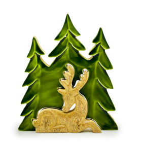 Lost in the Forest – Hirsch im Wald, 3D-Holzdekoration – 23 x 20 cm