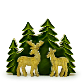 Lost in the Forest – Zwei Hirsche im Wald, 3D-Holzdekoration – 18 x 23 cm