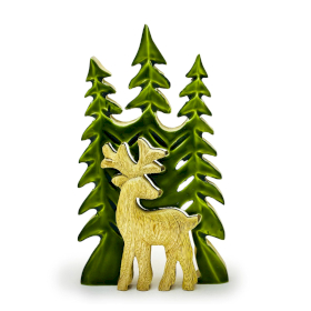 Lost in the Forest – Hirsch im Wald, 3D-Holzdekoration – 25 x 15 cm