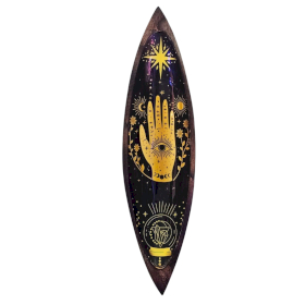 Emaillierte Räucherschale - Mangoholz - Hamsa
