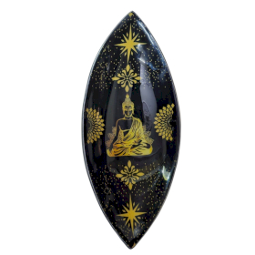 Emaillierte Räucherschale - Aluminium - Gold & Schwarzer Buddha