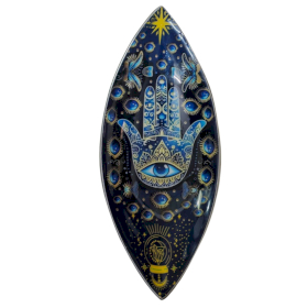 Emaillierte Räucherschale - Aluminium - Blaue Hamsa