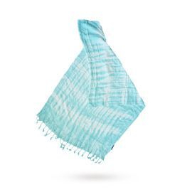 4x Boho Java Art Stola/Schal – Blaugrüne Streifen & Motiv – 62 x 200 cm