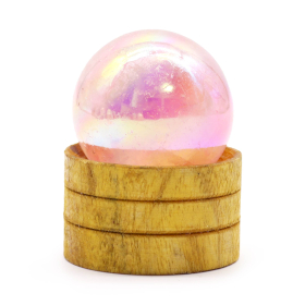 Edelstein-Kristallkugel 40 mm – Rosenquarz-Titan-Aura mit Ständer