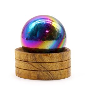 Edelsteinkristallkugel 50 mm – Amethyst Aura mit Ständer