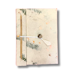 Großes Lokta-Notizbuch mit gemischten Blumen (21 x 15 cm) – 45 Blätter – inkl. Lesezeichen