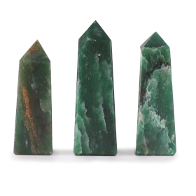 3x Edelstein-Obeliskenspitzen, ca. 5 cm – Indische Jade
